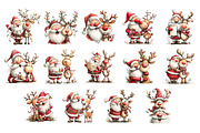 Funny Santa With Reindeer Clipart, a Seasonal Illustration by Nicolle's Colorful Art (Thumbnail 4 of 4)