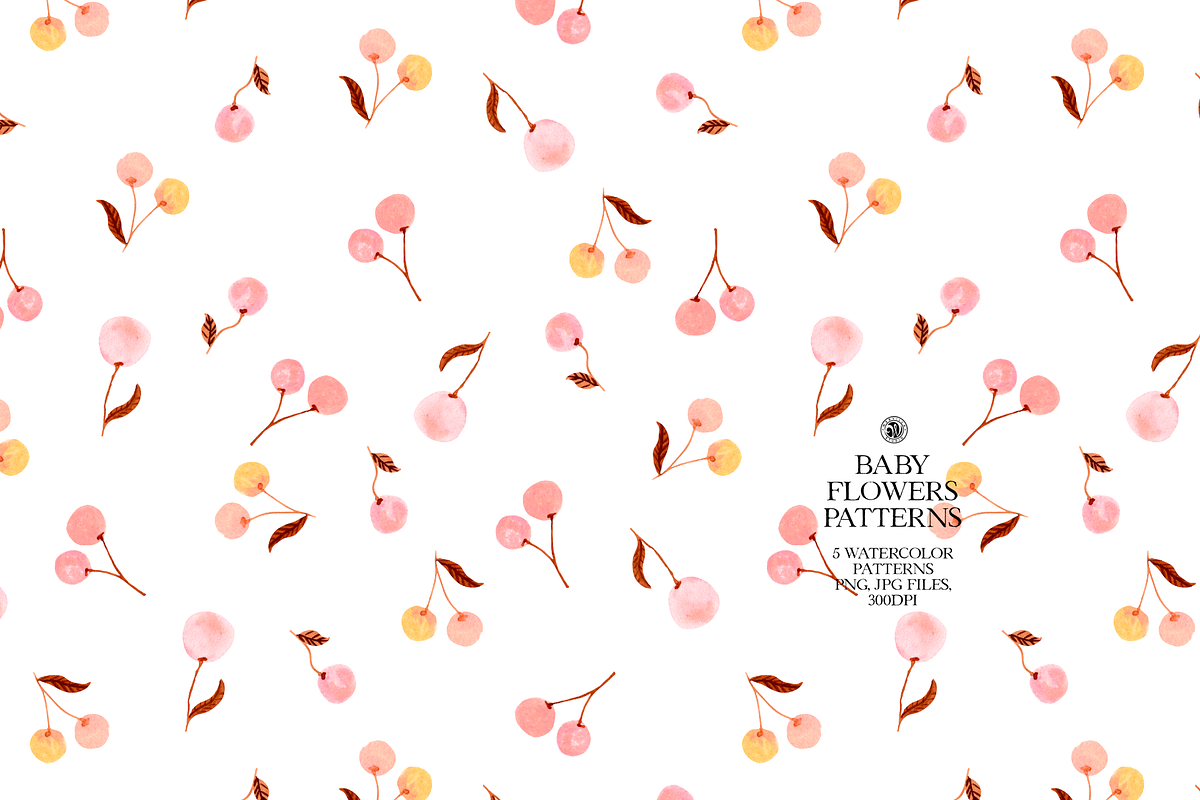 Baby Flowers Watercolor Patterns, a Pattern Graphic by Webvilla Studio (Photo 9 of 9)
