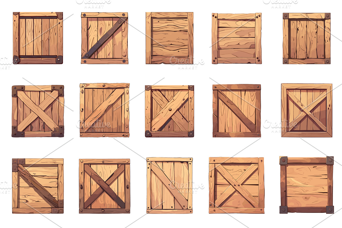 Set of boarded up wooden boxes, a Texture Illustration by LadadikArt