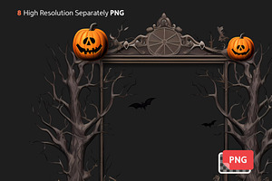 Terrifying Halloween Frames Set