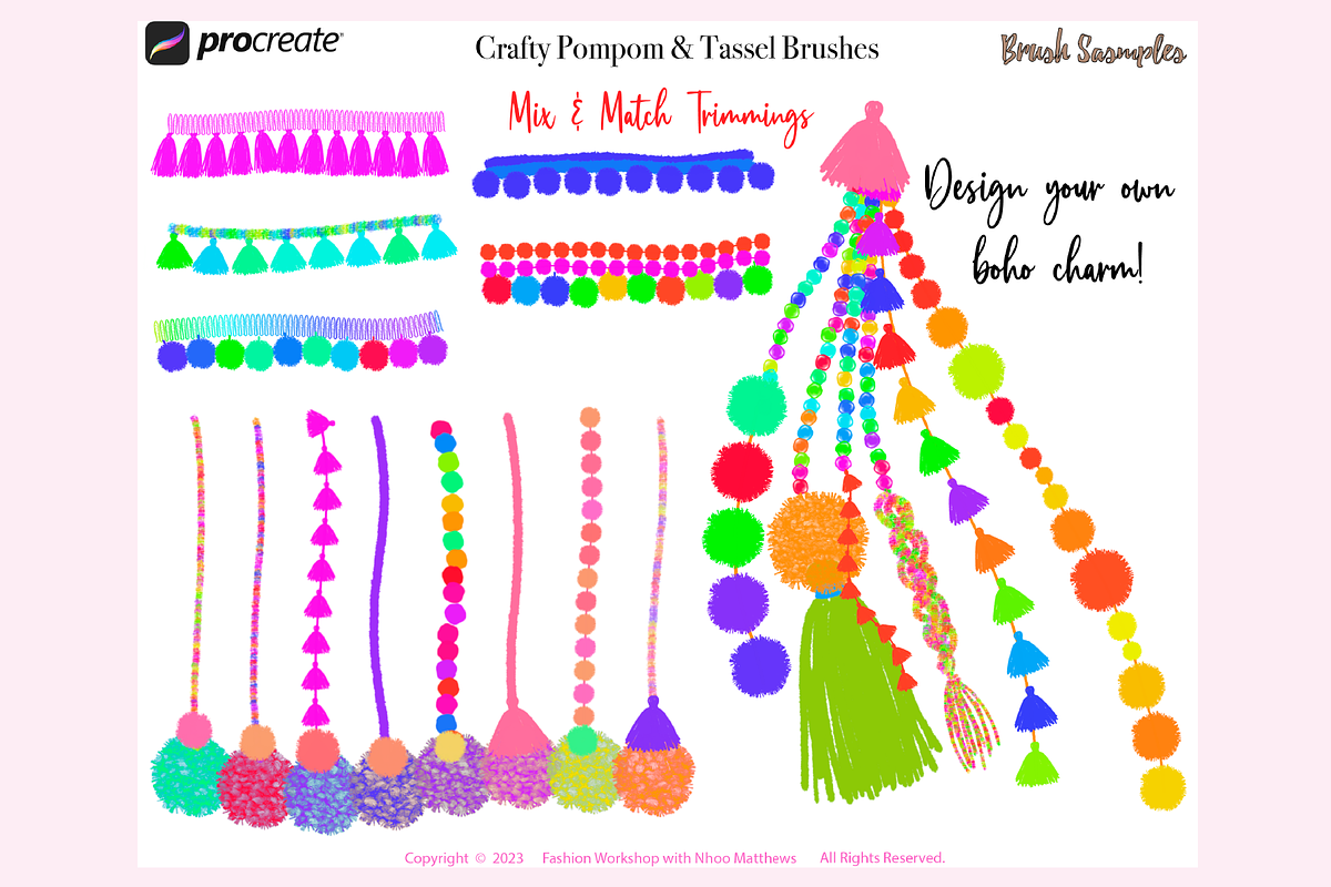 62 CRAFTY Pompom & Tassel Procreate, a Brushes & More by Fashion Workshop Bkk (Photo 8 of 11)