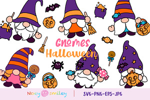 Gnomes Halloween Clipart, SVG Cricut