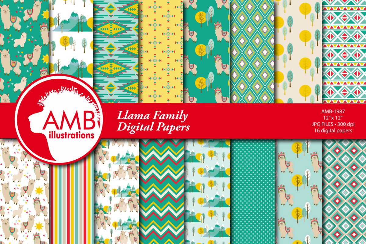 Llama Papers, Alpaca paper AMB-1987, a Pattern Graphic by AMBillustrations (Photo 1 of 2)