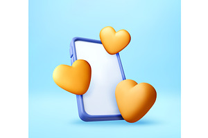 3D Smartphone with floating heart, a Technology Illustration by Abscent