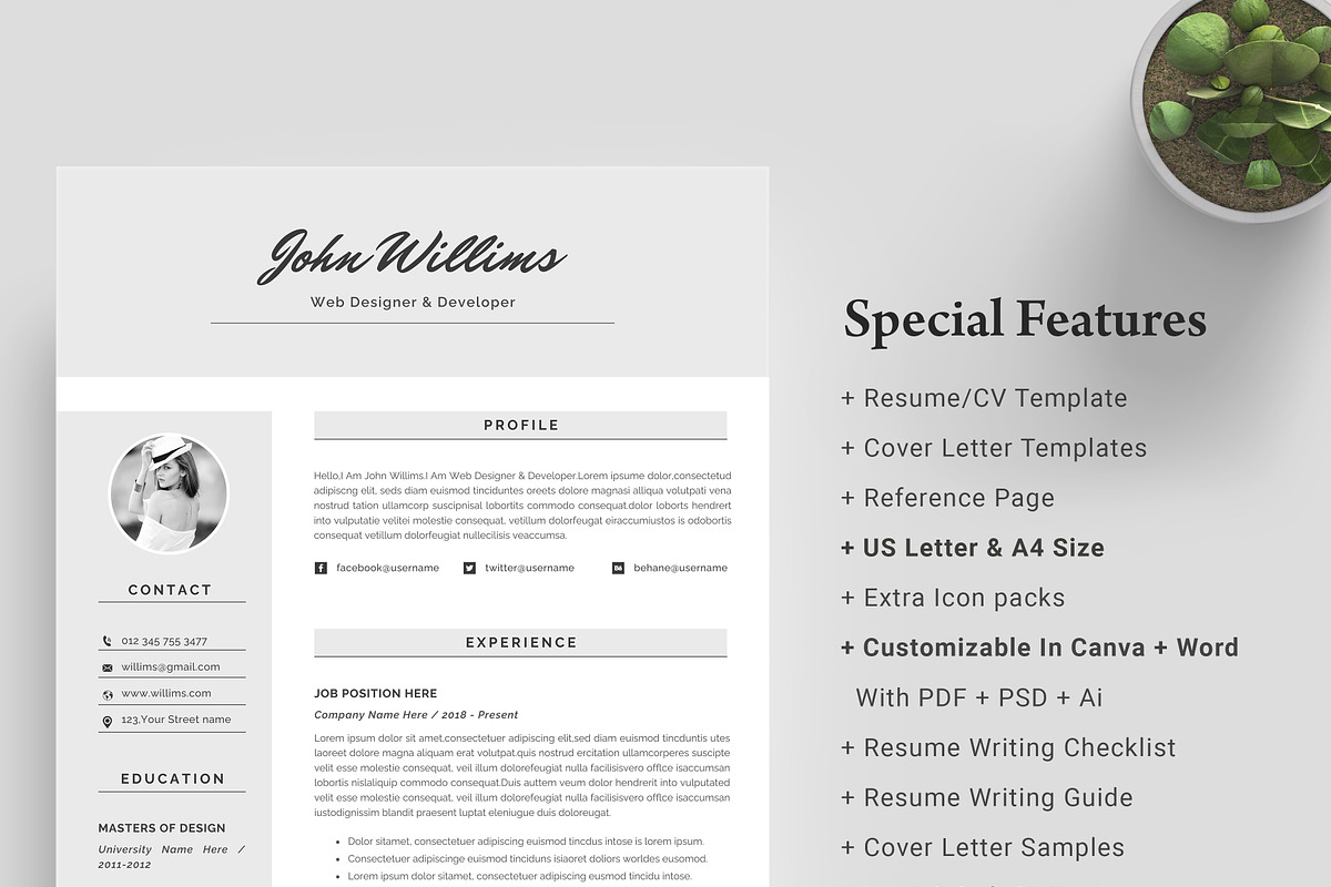 Resume / CV Template | Canva & Word, a Resume Template by CreativeZoom (Photo 2 of 7)