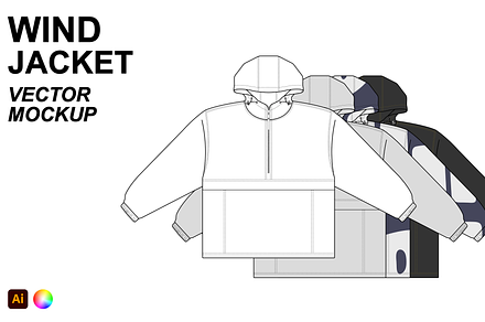 Wind Jacket Flat Vector Mockup