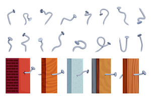 Isolated steel nails. New iron nail, an Illustration by Valerie Bodnar