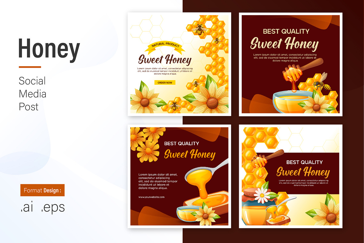 Honey Social Media Post Design, a Social Media Template by shin_std
