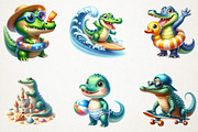 Summer Crocodile Character Clipart, an Illustration by RobertsArt (Thumbnail 2 of 7)