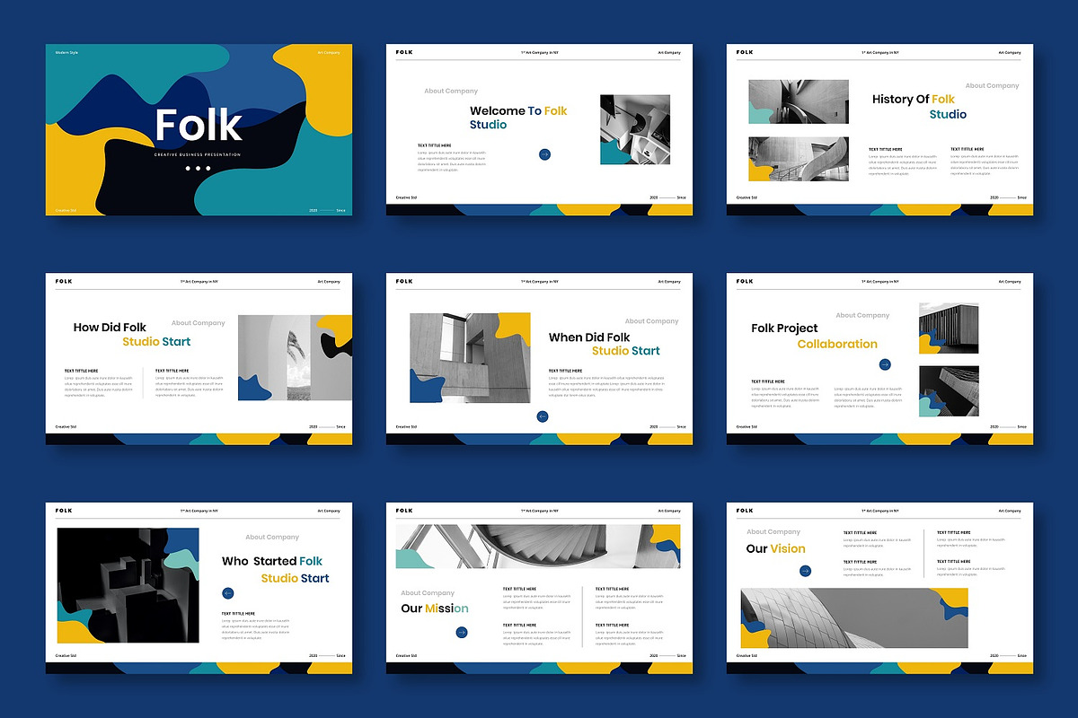 Folk – Creative Business PowerPoint, a Presentation Template by Dens Creative Studio (Photo 2 of 6)