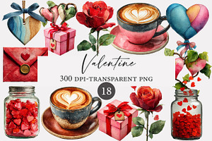 Watercolor Valentine clipart, an Illustration by Designworld