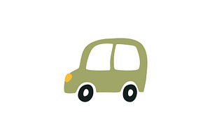 Green car isolated. Vector, a Texture Illustration by Nadzin