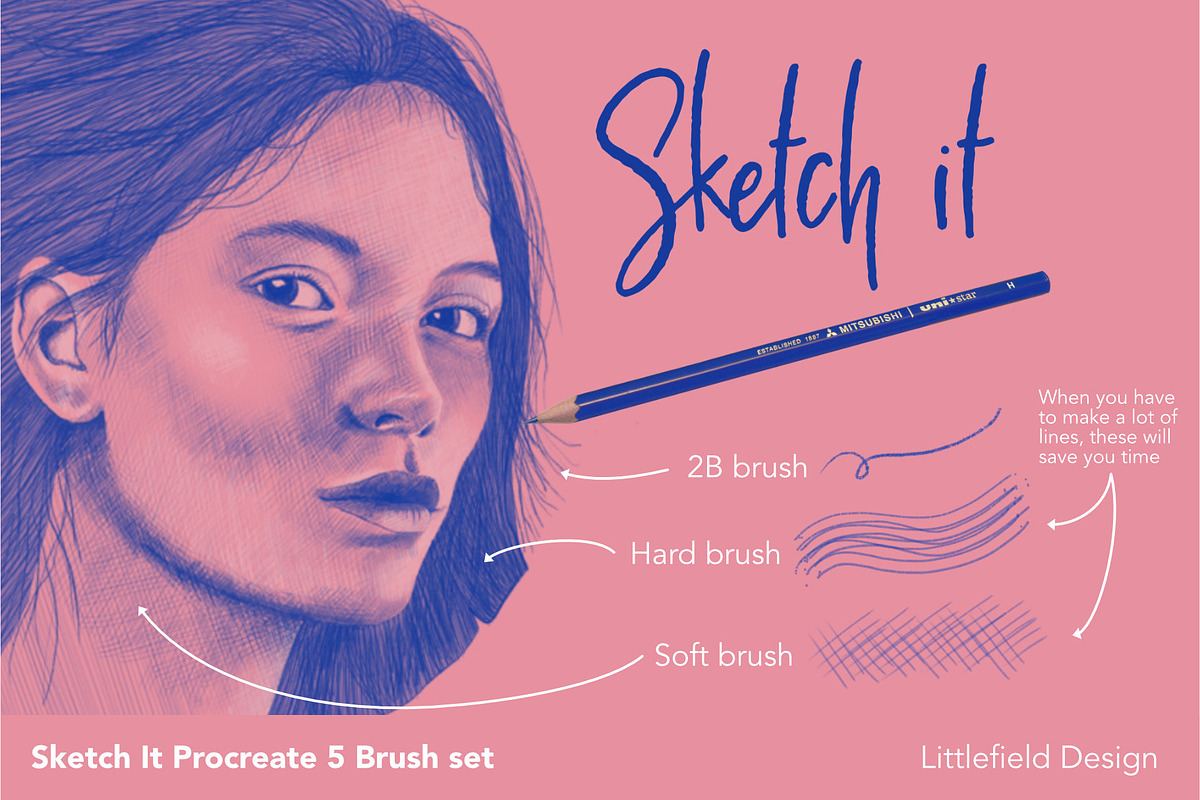 Sketch It Procreate 5 Brush set, a Brush Add-On by Littlefield Design (Photo 5 of 12)