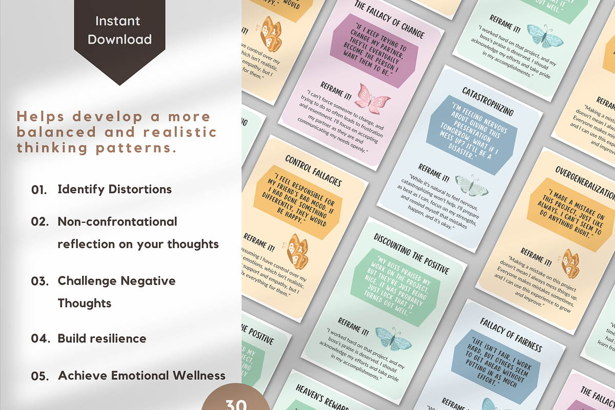 Cognitive Behavior Therapy Cards PDF, a Templates & Theme by GolokaTherapy (Photo 1 of 6)