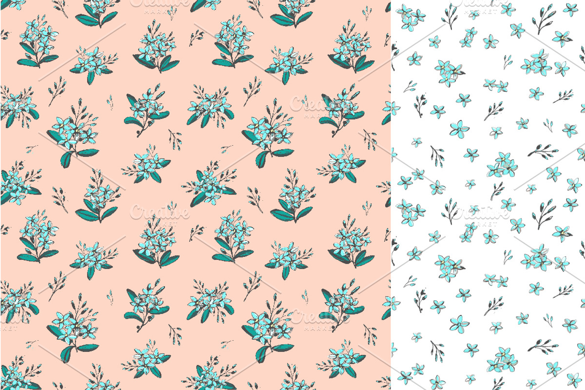 Forget-me-not set:patterns & frames, a Pattern Graphic by VasilkovS (Photo 3 of 3)