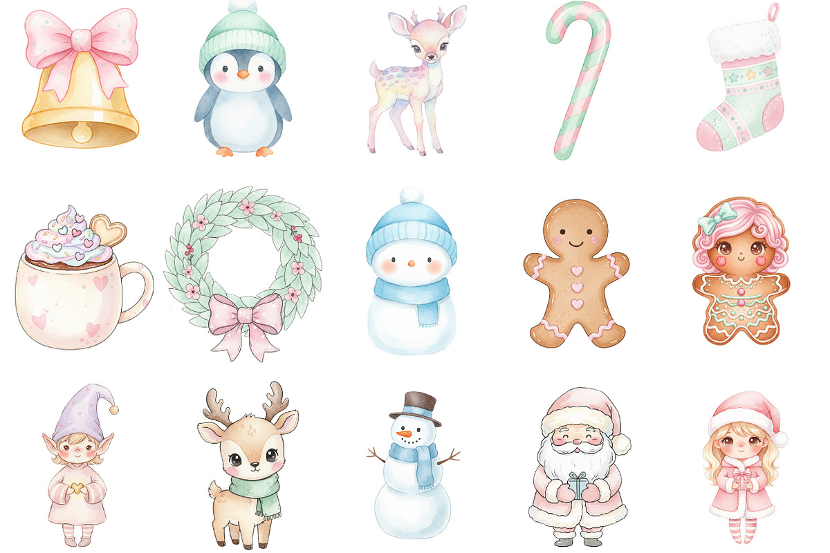 Cute Christmas Clipart, an Illustration by Designking (Photo 3 of 5)