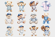 Baseball Teddy Bear Clipart, a Seasonal Illustration by Design Market (Thumbnail 3 of 4)