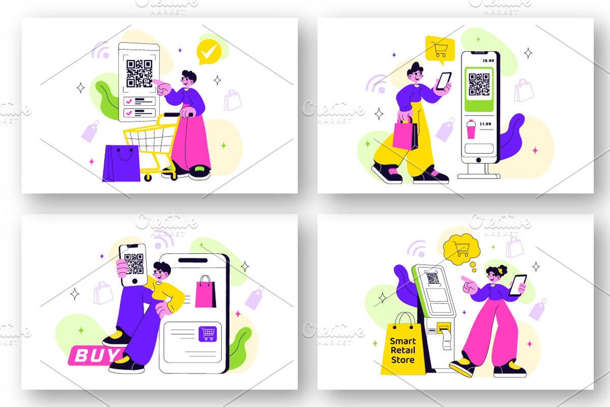 10 Smart Retail Store Illustration, a Technology Illustration by denayunebgt (Photo 3 of 4)