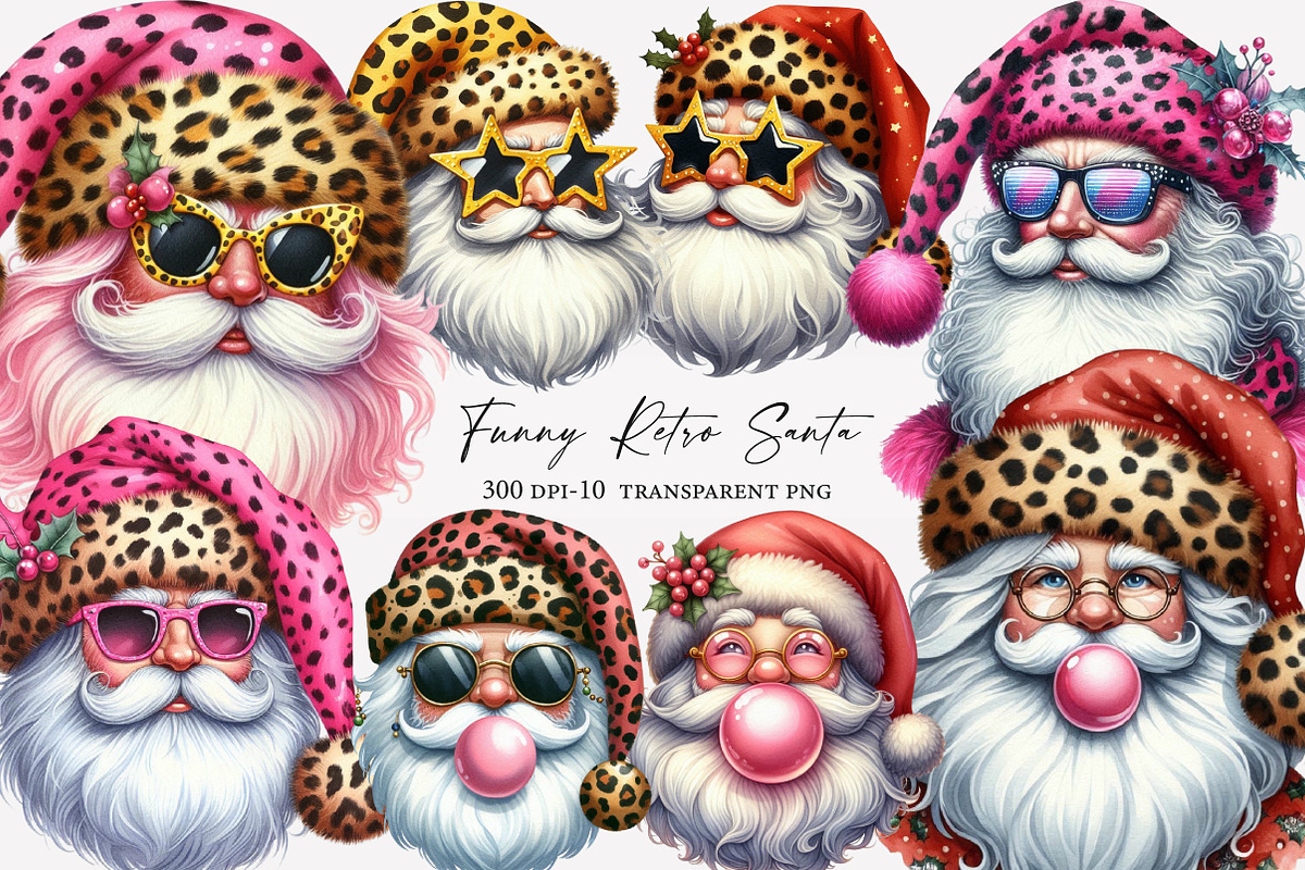 Funny Retro Santa Clipart, an Illustration by Designworld (Photo 1 of 4)