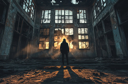 Silhouette of a person standing in a, a Background Photo by Pixeness