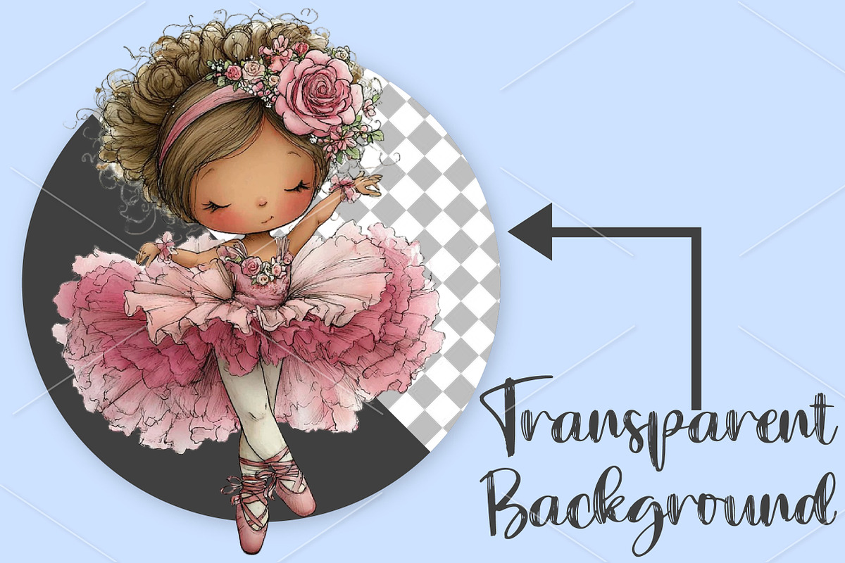 Whimsical Pink Ballerina Girl PNG, a Seasonal Illustration by Canvas Craft (Photo 2 of 7)