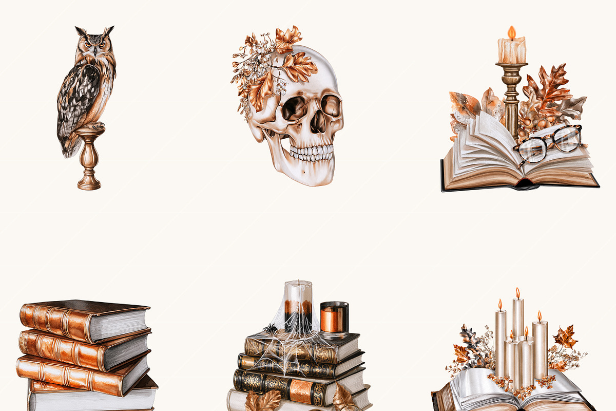 Watercolor Halloween Library Clipart, a Seasonal Illustration by BusyDaydesign (Photo 4 of 9)