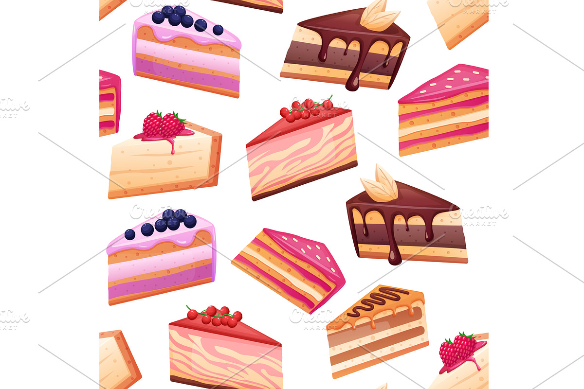 Cakes seamless pattern. Creamy cake, a Graphic by LadadikArt