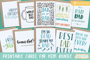 Printable Cards for Him Bundle