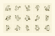 Animated Bird Doodle Art Set, an Outline Icon by Vectors Market (Thumbnail 3 of 5)