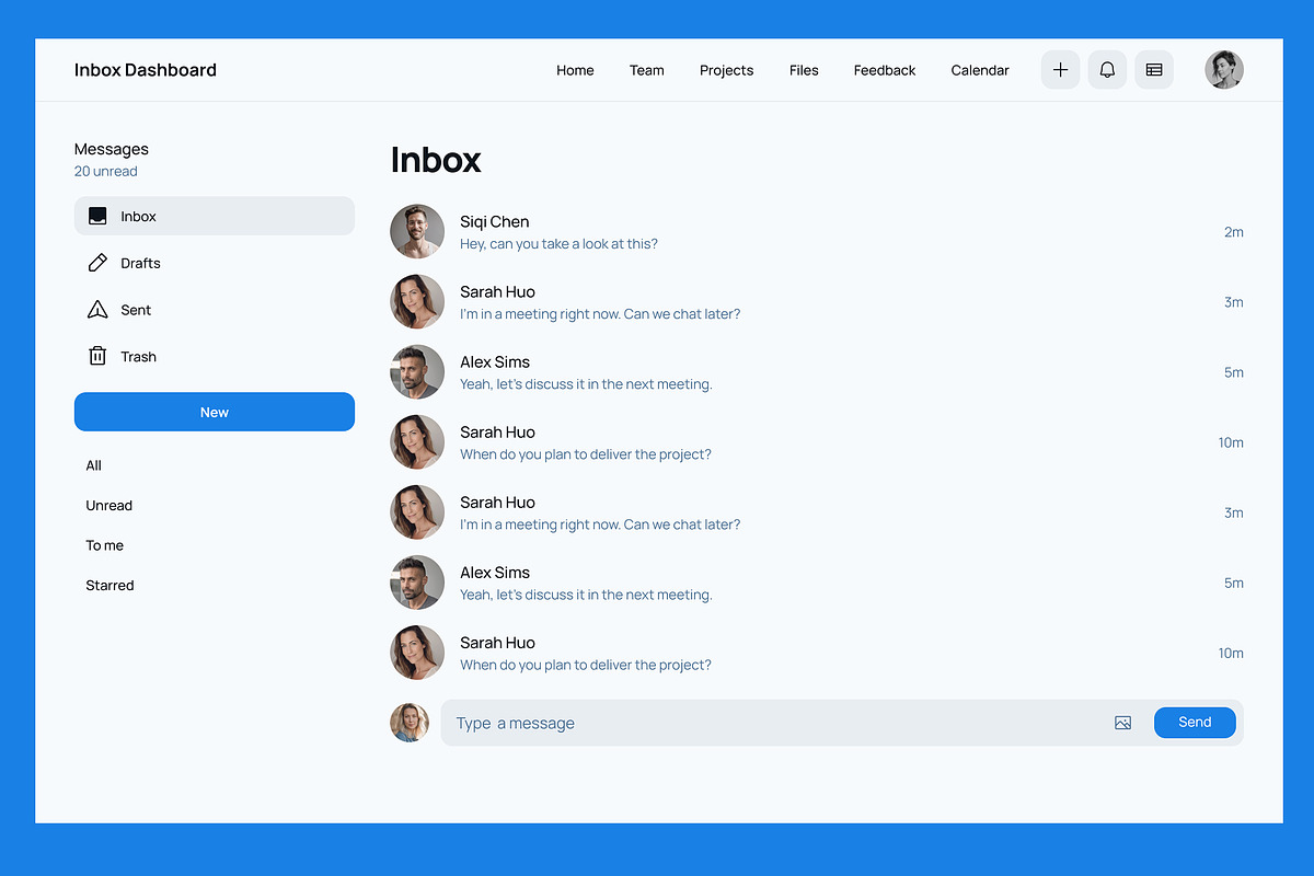 Mail, Chat Messages Inbox Dashboard, an App Template by nagaredesignstudio