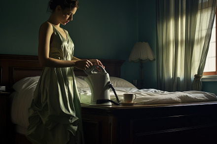 A woman in a dress is efficiently ir, a Photo by Iftikhar Alam