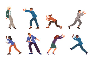 Men and women pushing in different, a Person Illustration by Vectorbuum
