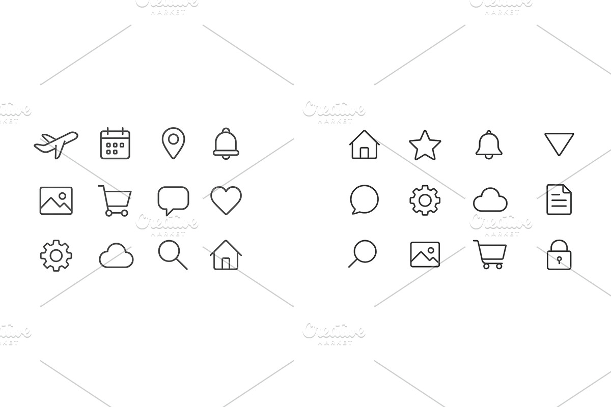 Collection of minimalist line icons, a Technology Illustration by ZinetroN