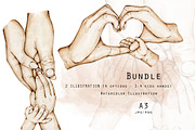 Family Hands 1-4 Kids Holding Hands, a Decorative Illustration by EkaterinaViArt (Thumbnail 1 of 3)