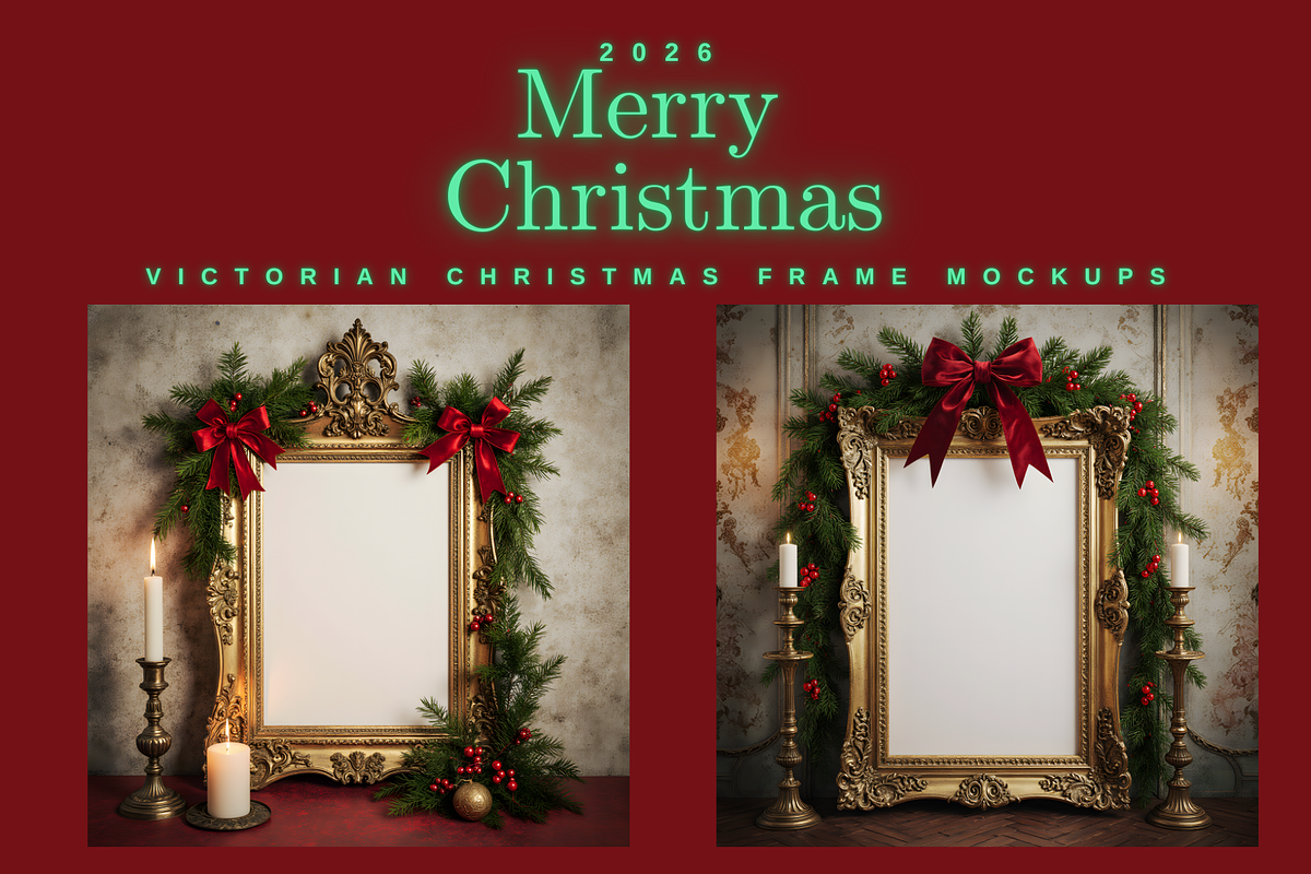 Victorian Christmas Frame Mockup, a Mockup by StormDigitalArt (Photo 1 of 2)