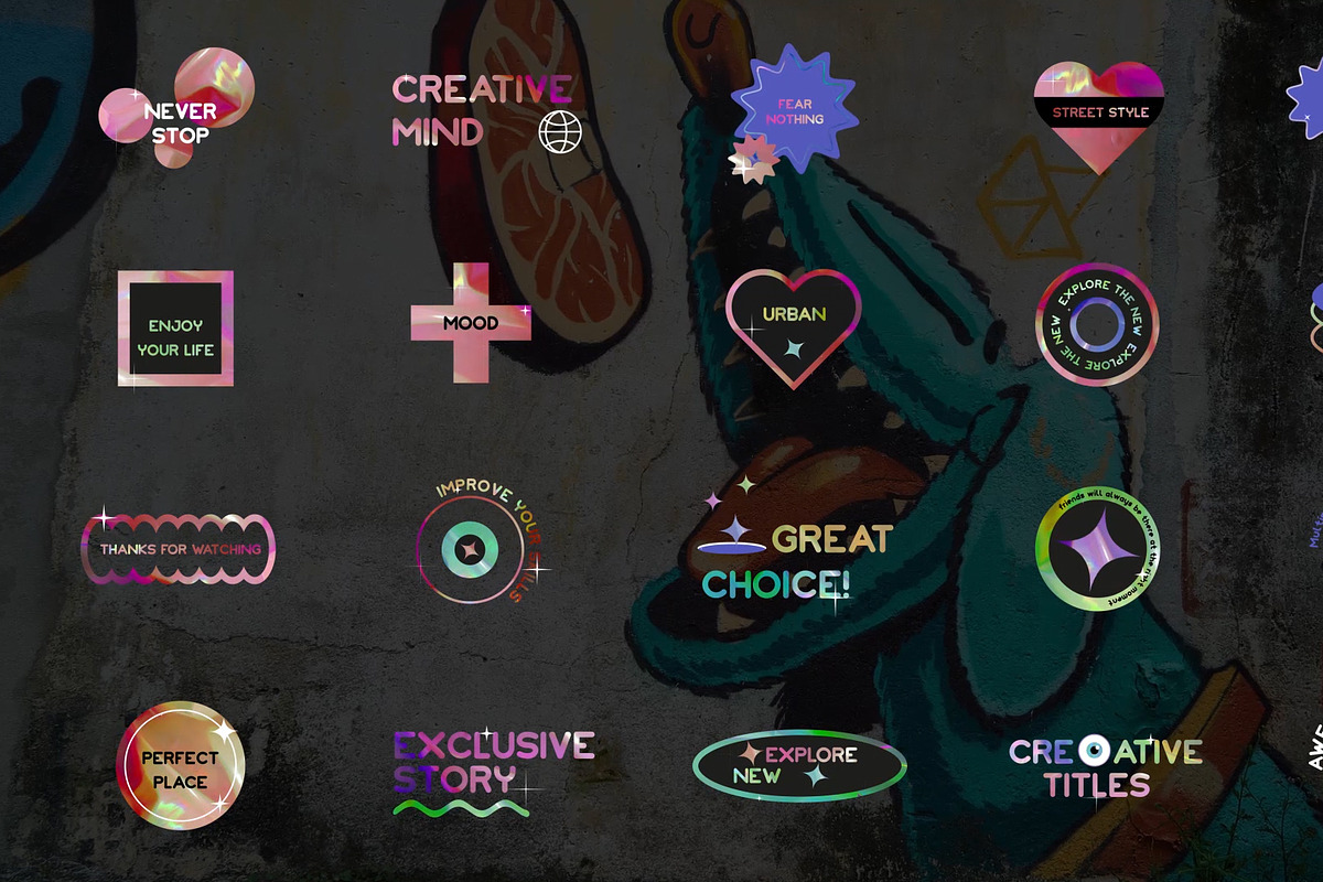 Holographic Sticker Titles DaVinci, a Templates & Theme by FlashFXbox (Photo 1 of 2)