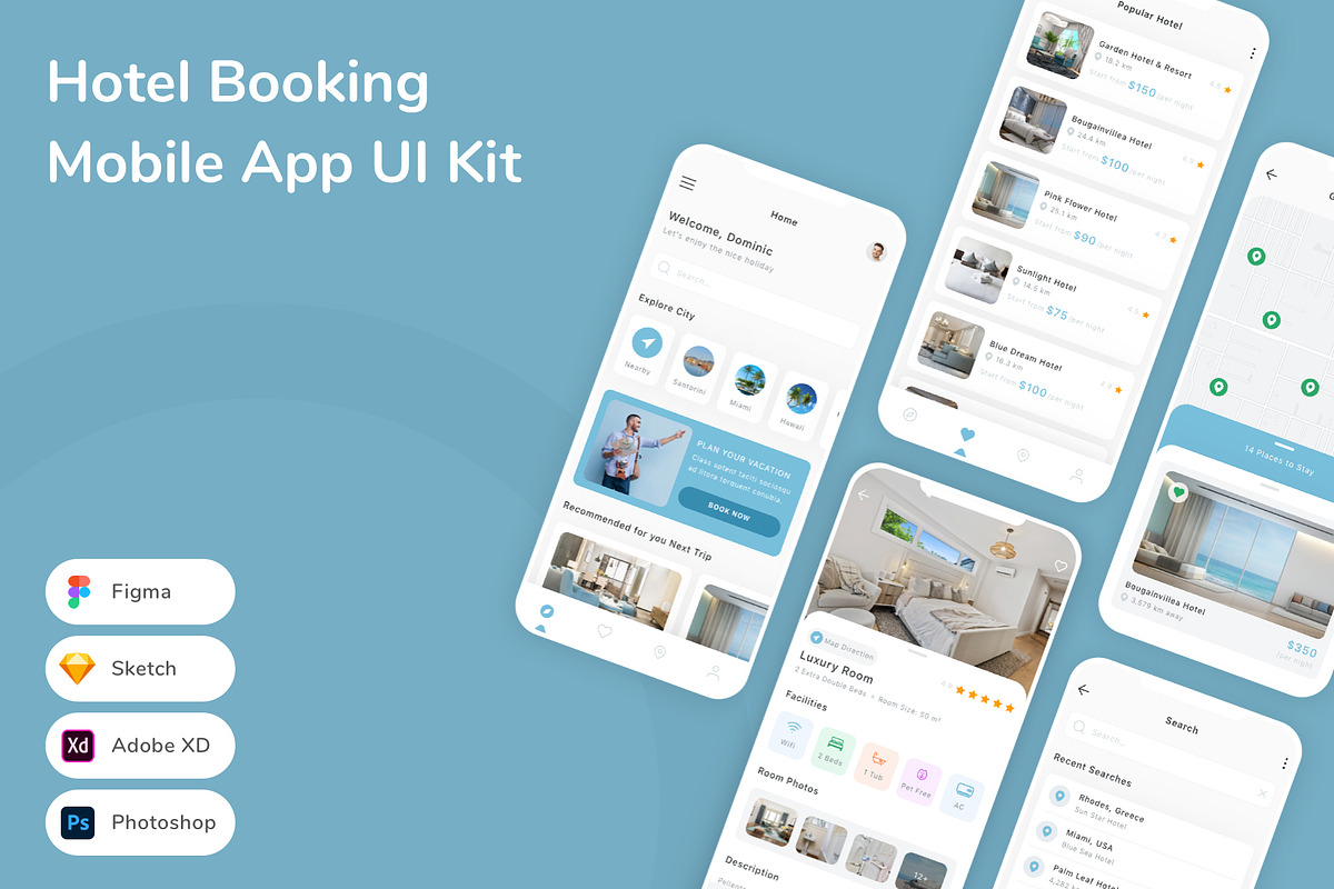 Hotel Booking Mobile App UI Kit, an UI Kit Template by Betush