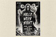 Vintage Halloween Night Poster, a Poster Template by Black Cat Studio (Thumbnail 3 of 4)