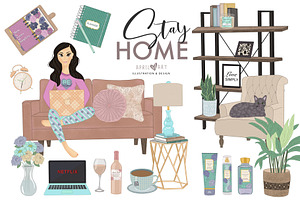 Girl Boss Work At Home Clipart