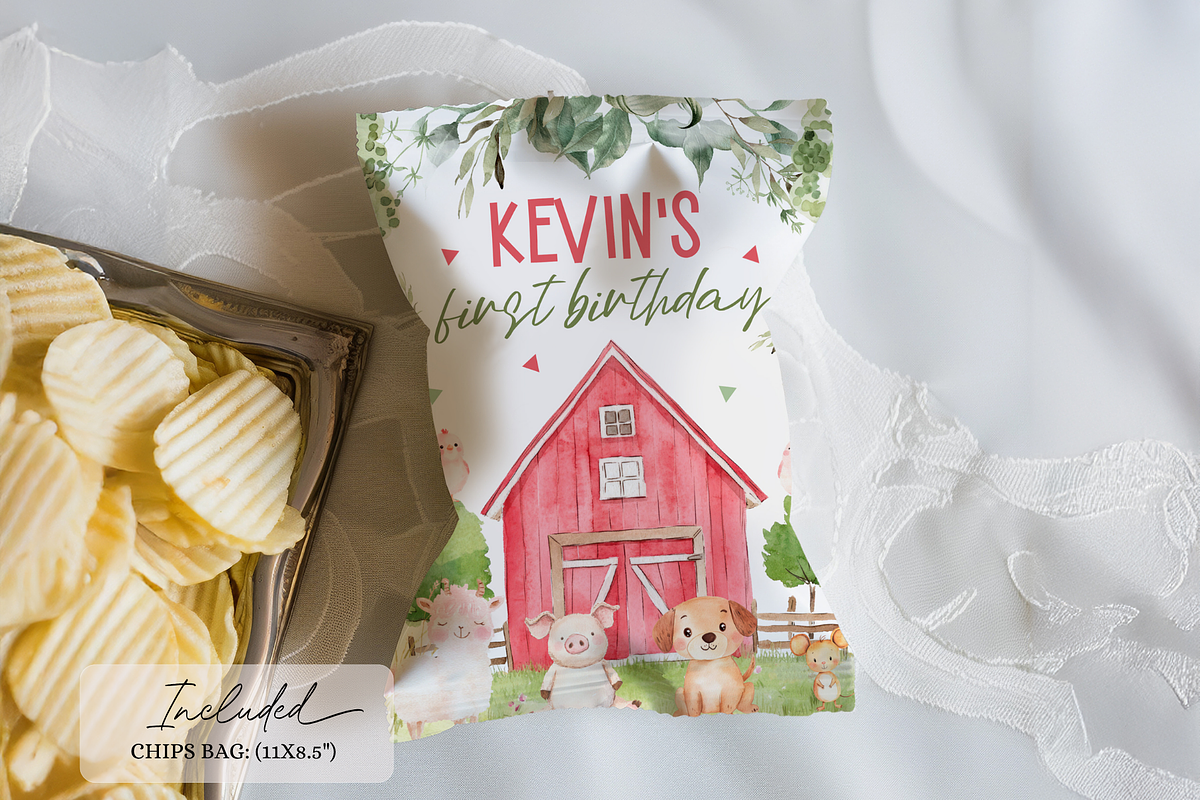 Farm Animal Birthday Chips Wrapper, a Templates & Theme by VeliusCreativeStudio (Photo 2 of 2)