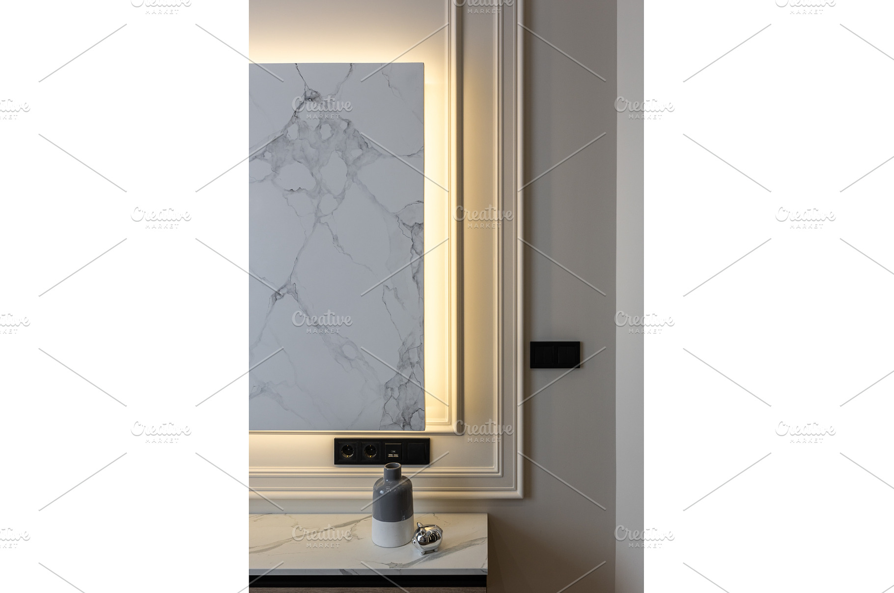 Marble wall panel with warm LED, a Background Photo by wip3out