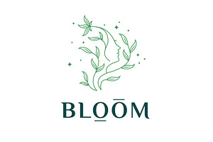 Feminine Woman Leaf Beauty Logo