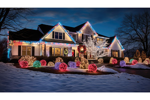 winter holiday lights outdoor ai, a Holiday Photo by pikepicture