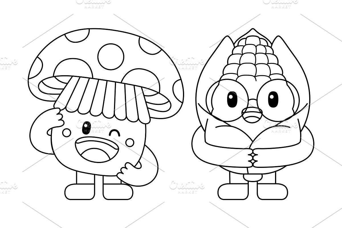 Kawaii Veggies Coloring Book 02, an Education Illustration by MEDZ (Photo 3 of 3)