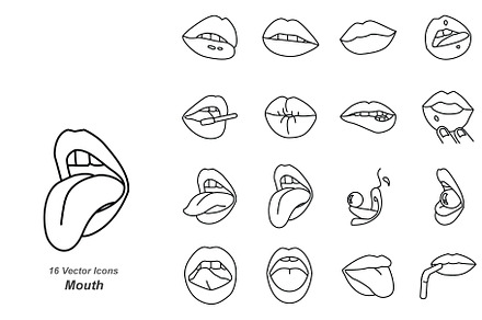Mouth outline vector icons