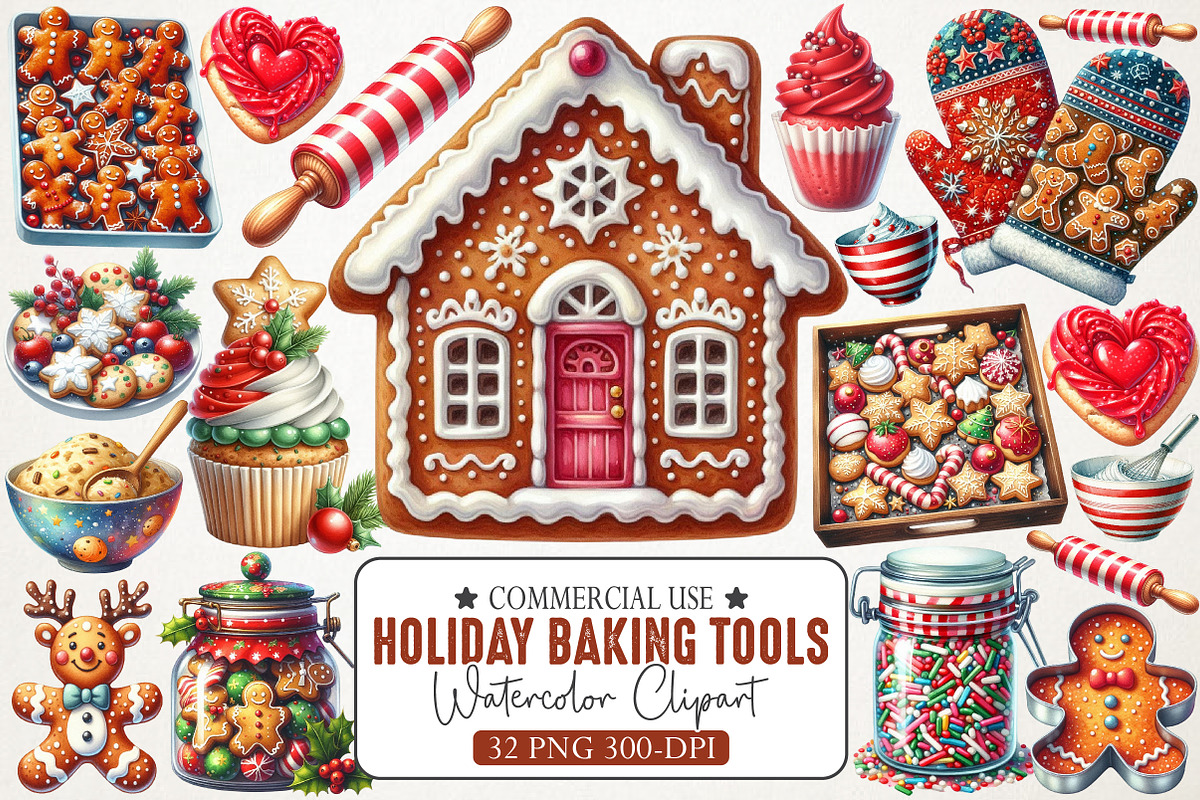 Holiday Baking Tools & Cookies Clipa, an Illustration by RobertsArt (Photo 1 of 7)