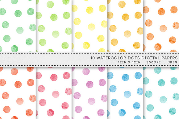 Watercolor Dots Spots Digital Paper preview 3