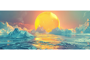 Surreal ocean landscape with glowing, a Nature Photo by piter.goskov