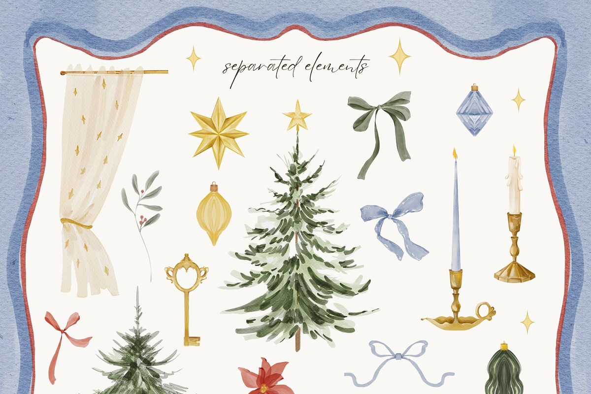 Watercolor Nostalgic Christmas, a Seasonal Illustration by ArtMaslyana (Photo 5 of 12)
