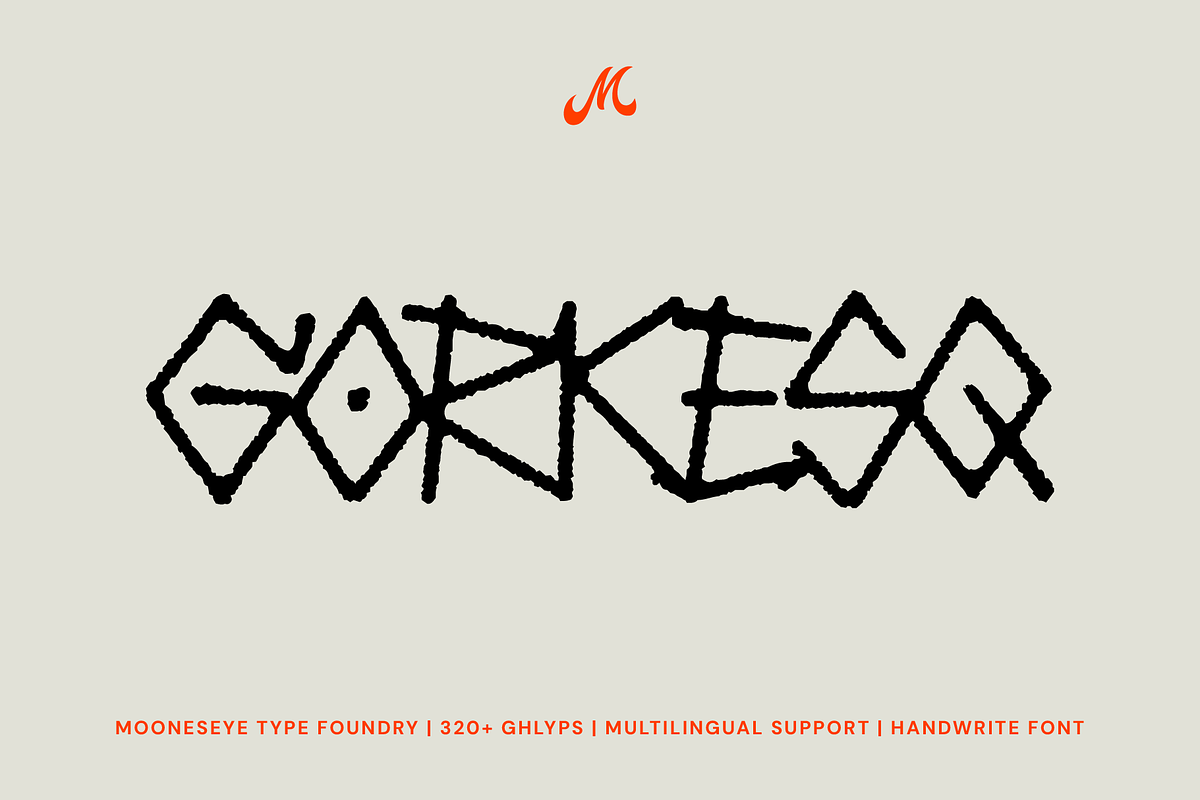 Gorkesq - Handwritten Display Font, a Handwritten Font by MooneseyeType (Photo 1 of 9)